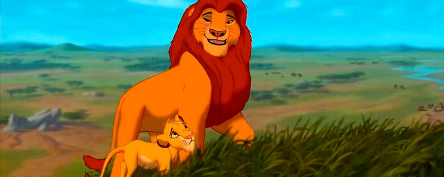 Simba et son père muphasa dans le Roi lion